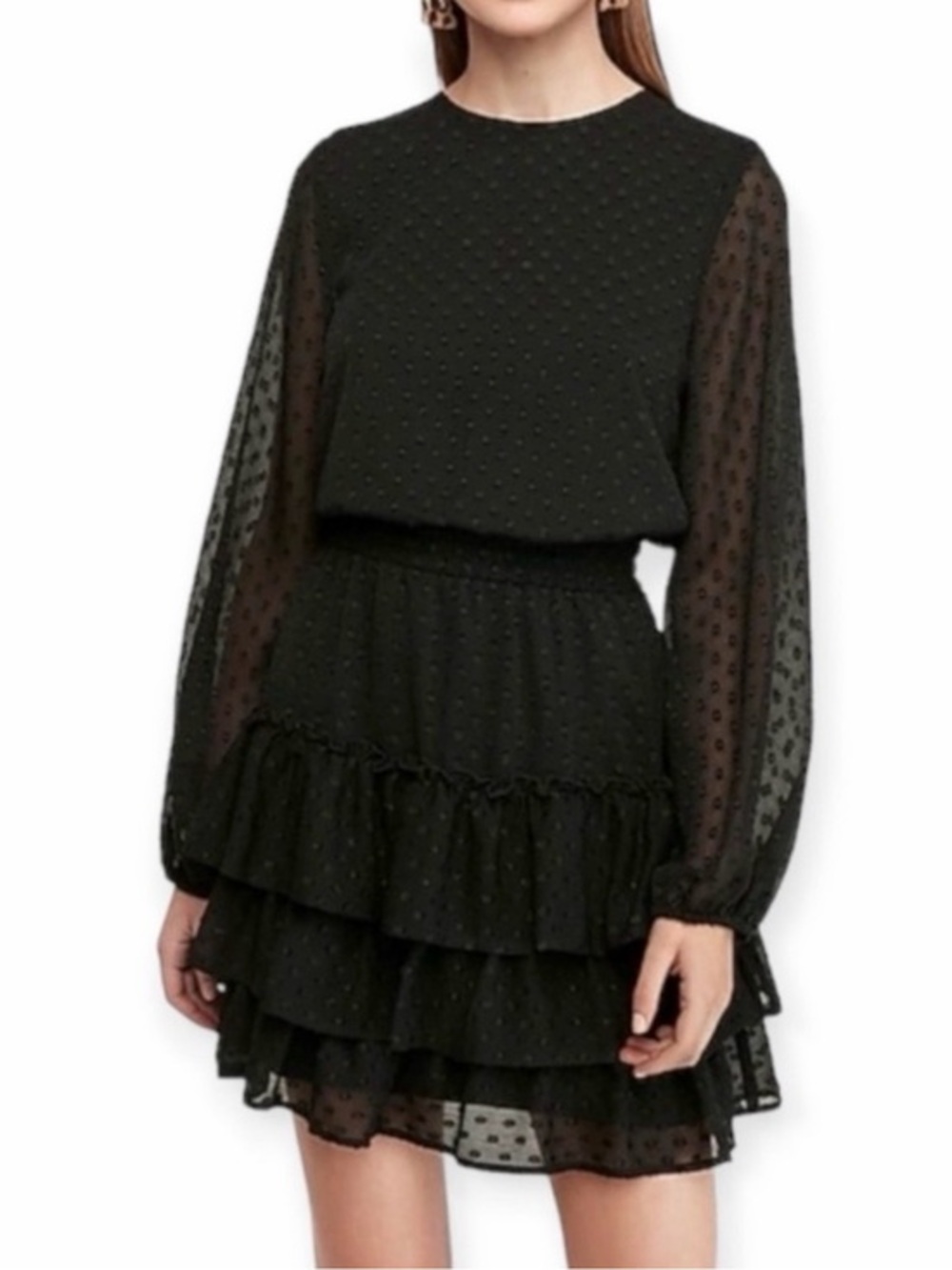 Express clip dot tiered dress-EUC-Large